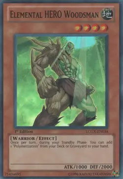 Elemental HERO Woodsman - LCGX-EN034 - Super Rare - 1st Edition Lightly Played, - Image 1