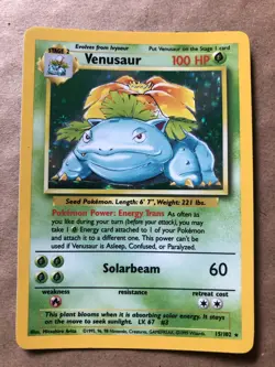 Venusaur Pokemon Card TCG Base Set 15/102 Holo English Unlimited Lightly Played - Image 1