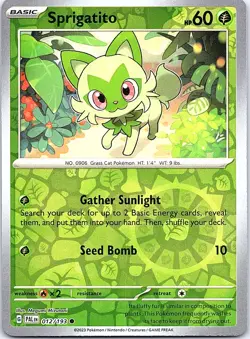 Sprigatito Paldea Evolved 012/193 Common Reverse Holo Near Mint Pokemon Card - Image 1