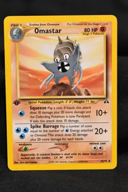 Omastar 1st Edition 43/75 LP Neo Discovery Regular Uncommon Pokemon TCG Card - Image 1
