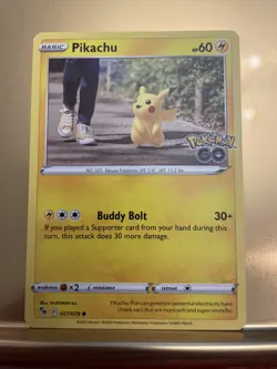 027/078 Pikachu : Cosmo Holo Promo Card : Pokemon GO Trading Card Game - Image 1