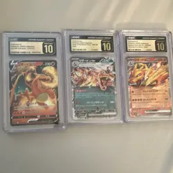 Pokemon Card Japanese Lot CGC Pristine Graded Charizard Holo 3 Cards - Image 1