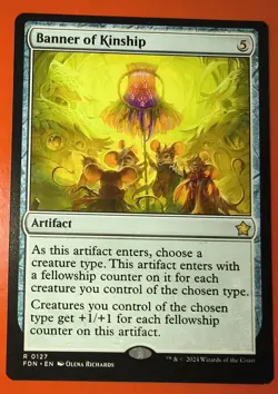 MTG: BANNER OF KINSHIP, 0127, REGULAR FINISH, FDN, NM, RARE - Image 1