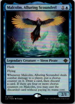 The Lost Caverns of Ixalan #63 Malcolm, Alluring Scoundrel - Image 1