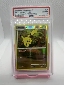 Pokemon PSA 8 NM-MT Mysterious Treasures Reverse Holo Pikachu 94/123 (MD) - Image 1