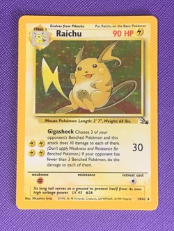 Pokemon TCG Raichu Fossil Unlimited Holo #14 Rare Vintage LP WOTC Lightly Played - Image 1