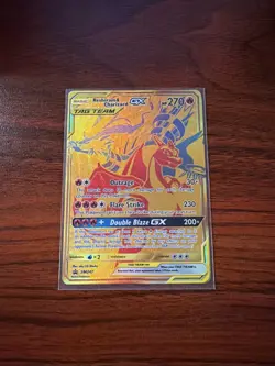 Reshiram & Charizard GX SM247 Gold Promo Tag Team Pokemon Card EX - Image 1
