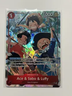 SUPER RARE Alt Art - Ace & Sabo & Luffy - Op13-007 One Piece Card Game - Image 1