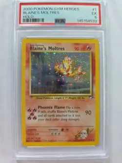 Pokemon TCG Blaine's Moltres Gym Heroes Holo Card 1/132 Unlimited Rare - Image 1