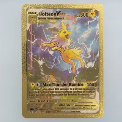 Pokemon Jolteon VMAX 300hp Gold Foil Fan Art Collector Card TCG - Image 1