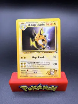 Lt. Surge’s Raichu 28/132 Pokemon TCG Gym Heroes Rare Card Near Mint NM- - Image 1