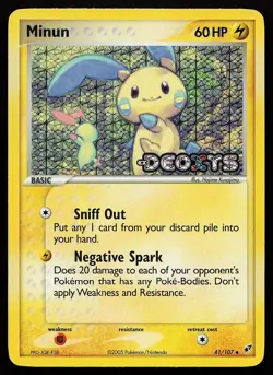 Minun 41/107 Reverse Holo Stamped Deoxys Pokemon Card - Image 1