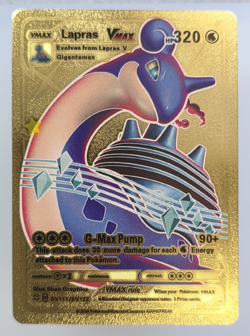 Pokemon Lapras VMAX 320hp Gold Foil Fan Art Collector Card TCG - Image 1