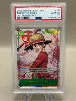 2025 One Piece Monkey.D.Luffy Alternate Art OP13-118 Carrying On His Will PSA 10 - Image 1