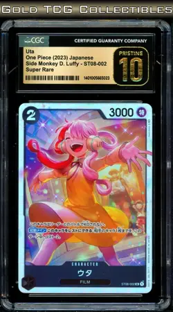 CGC 10 PRISTINE ⭐ One Piece Uta ST08-002 SR Monkey D Luffy Deck Promo Japanese - Image 1