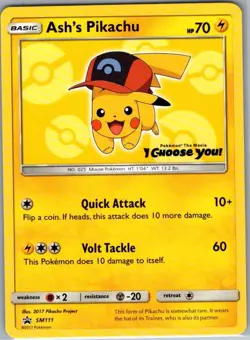 Ash's Pikachu - SM111 Non Holo SM Promos - Pokemon Card - NM - Image 1