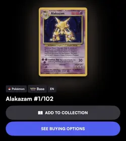 Pokemon TCG Alakazam Base Set Holo Card 1/102 - Image 3