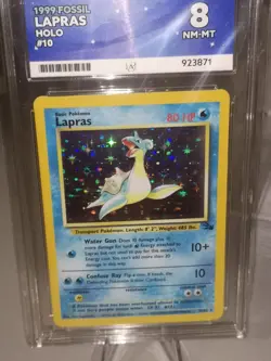 1999 Fossil Lapras Pokemon Card Holo Graded ACE 8 10/62 Vintage WOTC Pokemon - Image 3