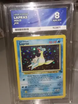 1999 Fossil Lapras Pokemon Card Holo Graded ACE 8 10/62 Vintage WOTC Pokemon - Image 4