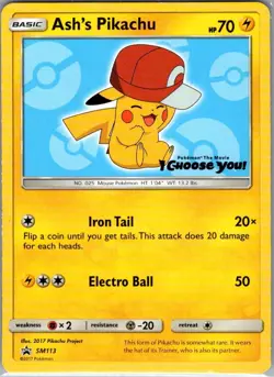 Ash's Pikachu SM113 SM Promos - Pokemon Card - NM - Image 1