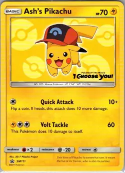 Ash's Pikachu - SM111 Non Holo SM Promos - Pokemon Card - NM - Image 1