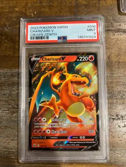 POKEMON 2023 Crown Zenith SWSH CHARIZARD V #018 PSA 9 Mint RARE - Image 1