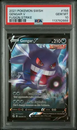 PSA 10 GEM MINT 2021 GENGAR V 156/264 SWSH FUSION STRIKE POKEMON - Image 1