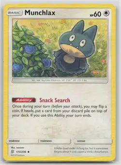 Munchlax 173/236 Uncommon Unified Minds Pokemon Moderately Played - Image 1