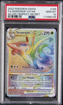 2022 POKEMON SWORD & SHIELD SILVER TEMPEST #196 FULL ART/SERPERIOR VSTAR PSA 10 - Image 1