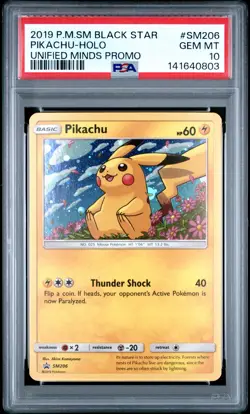 2019 POKEMON SM BLACK STAR PROMO #SM206 PIKACHU-HOLO PSA 10 - Image 1