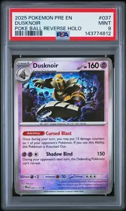 Pokemon DUSKNOIR Pre En-Prismatic Evolutions Poke Ball Reverse #037 ENG PSA 9 - Image 1