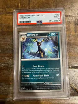 POKEMON 2023 Obsidian Flames UMBREON #130 PSA 9 Mint RARE 3 - Image 1