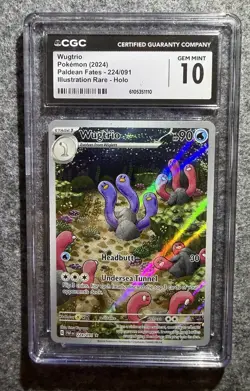 POKEMON TCG CGC 10 WUGTRIO 224/091 ILLUSTRATION RARE PALDEAN FATES - Image 1