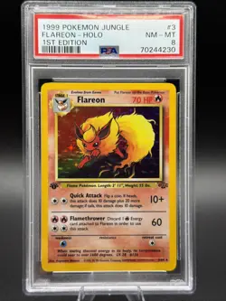 Flareon Holo 1st Edition PSA 8 1999 Pokemon Jungle #3 - Image 1