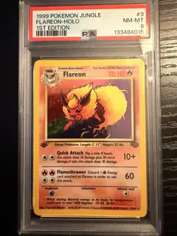 Flareon Holo 1st Edition PSA 8 1999 Pokemon Jungle #3 - Image 1