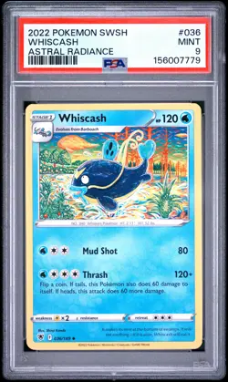 2022 POKEMON SWORD & SHIELD ASTRAL RADIANCE #036 WHISCASH PSA 9 - Image 1