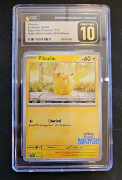 CGC Pristine 10 Pikachu Black Star Promo 214 Illustration Contest 2024 Holo EN - Image 1