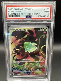 2025 Pokemon MEG EN Bulbasaur Enhanced Bstr Box Topper #133 PSA 9 MINT - Image 1
