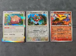 3-Card Pokemon Holo Lot: Chansey, Hawlucha, & Ethan’s Typhlosion NM Bundle - Image 1