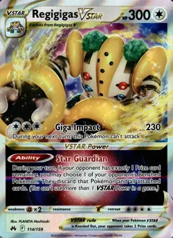 Regigigas VSTAR 114/159 Holo VSTAR Rare Crown Zenith Pokemon Near Mint - Image 1