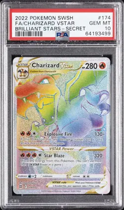 2022 POKEMON SWORD & SHIELD BRILLIANT STARS #174 FULL ART/CHARIZARD VSTAR PSA 10 - Image 1