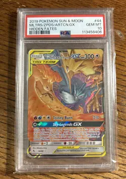 Pokemon Moltres & Zapdos & Articuno GX TAG TEAM 44/68 Hidden Fates Holo PSA 10 - Image 1