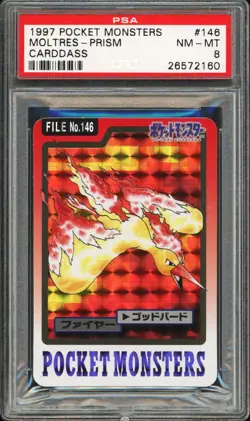 PSA 8 - 1997 POKEMON - POCKET MONSTER - MOLTRES - PRISM CARDDASS #146 - Image 1