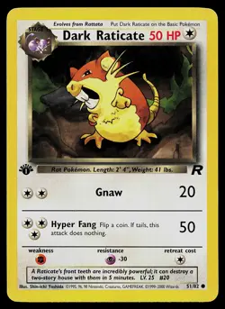 Pokemon Card - Dark Raticate 1st Edition Team Rocket 51/82 Common - Image 1