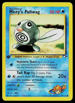 Pokemon Card - Misty's Poliwag Gym Heroes 87/132 Common 1st Edition - Image 1