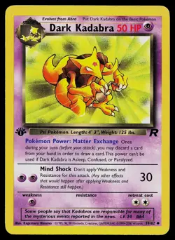 Pokemon Card - Dark Kadabra Team Rocket 39/82 1st Edition Uncommon - Image 1