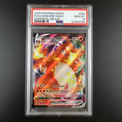 PSA 10 Charizard Vmax 020/189 Darkness Ablaze Holo Graded Pokemon Card - Image 1