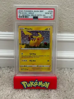 Pokemon Cards TCG Pikachu 2021 General Mills 25th Anniversary Promo Holo PSA 10 - Image 1