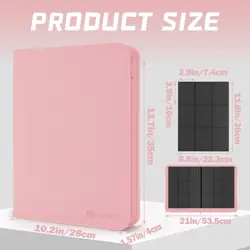 Card Binder 9 Pocket Pink Premium Zip 360 Double Sided for MTG TCG Sports Cards - Image 2