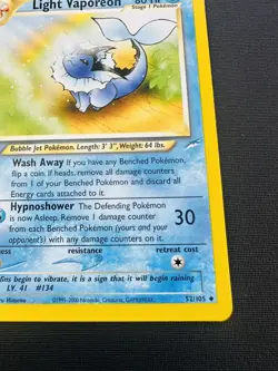 Light Vaporeon 52/105 Neo Destiny Uncommon Pokemon Card 2002 - Image 4